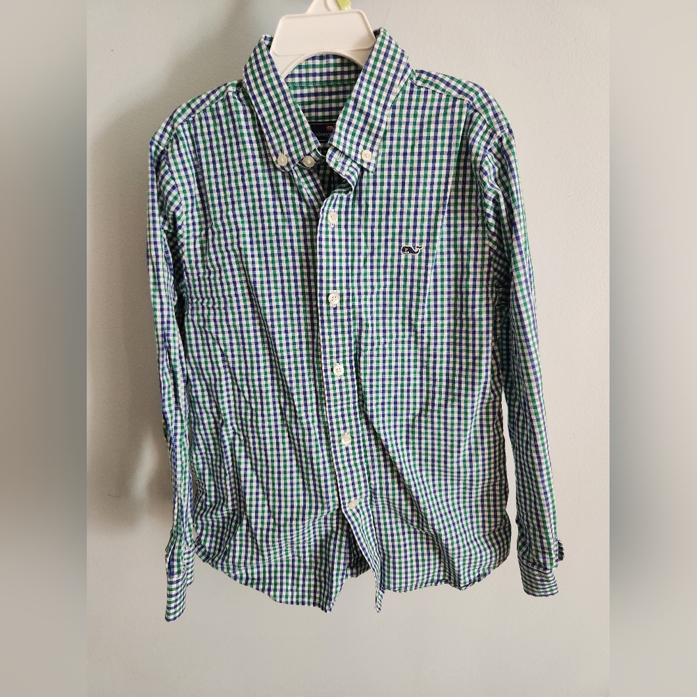 Vineyard Vines Green and Blue Plaid Button Down Shirt